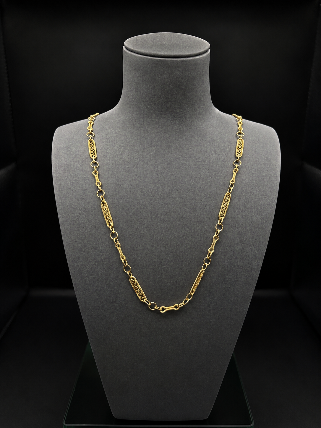 18k Vintage Gold Filigree Link Necklace