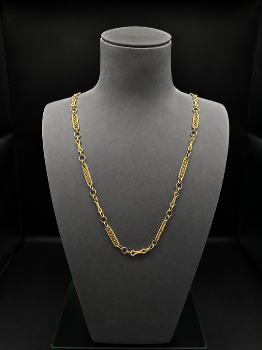 18k Vintage Gold Filigree Link Necklace