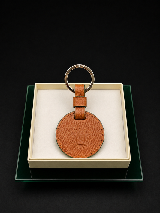 Rolex Leather Round Keyring
