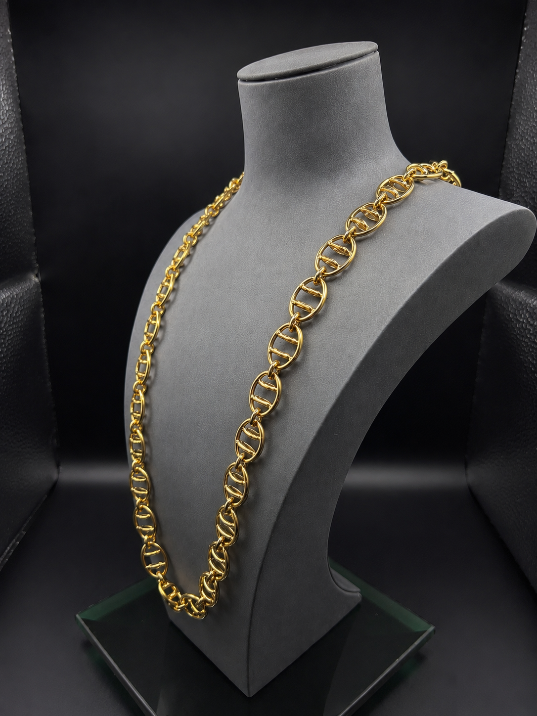 9k Gold-Tone Oval Link Necklace