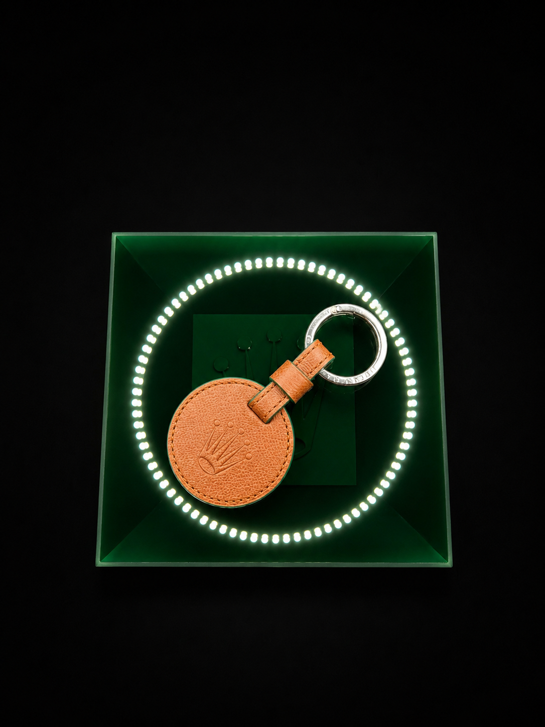Rolex Leather Round Keyring